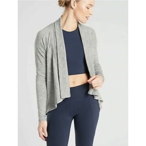 Athleta Nirvana Wear Two Ways Wrap Heather Grey Cardigan Size XXS - Picture 1 of 10